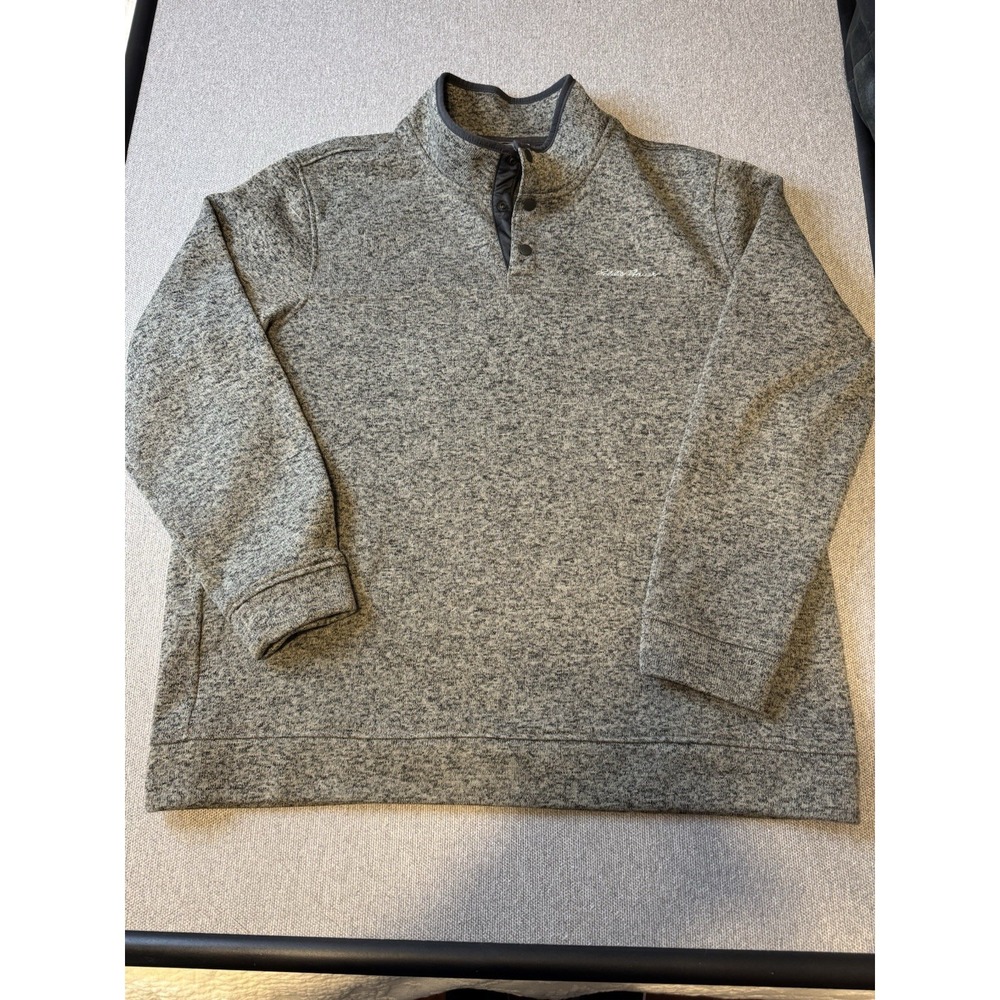 Eddie Bauer‎ Mens Quarter Zip Fleece Pullover Sweater Gray Heather Size 2XL